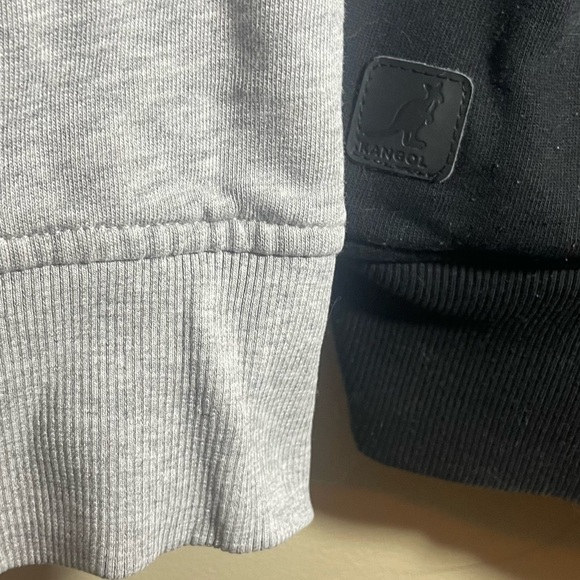 Kangol 3 Toned Striped Hoodie Collar Zipper Front/Back Logo | BLACK/WHITE/GRAY - Picture 8 of 10